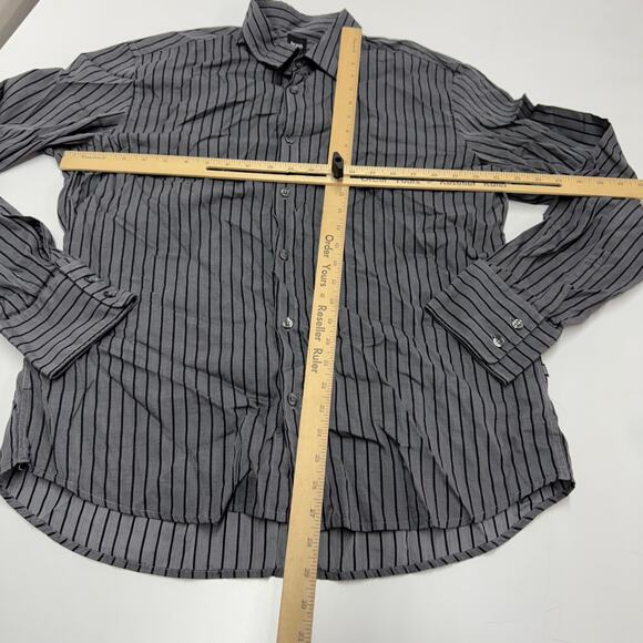 Boss Hugo Boss Shirt Mens X Large Grey Lucas Fitted Striped Button Down - Picture 6 of 8